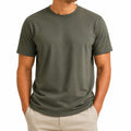 T-shirt uomo L in tessuto verde oliva - girocollo a maniche corte