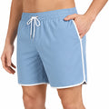 Costume da bagno uomo M azzurro in tessuto sintetico con profili bianchi