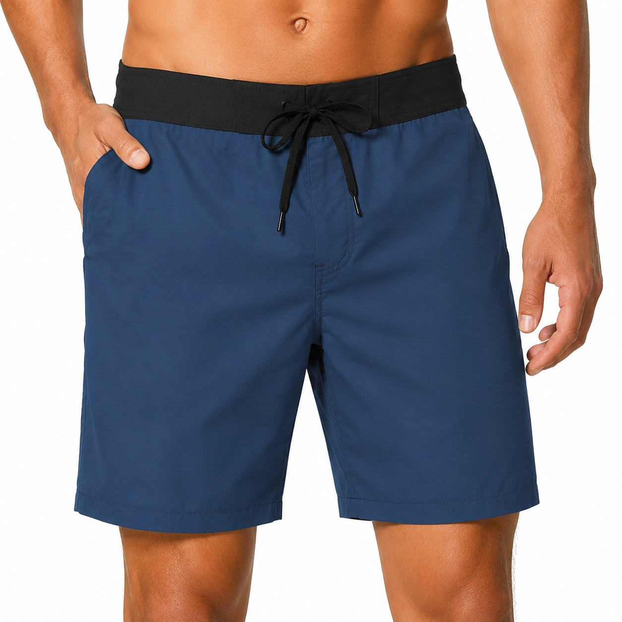 Costume da bagno uomo XL blu navy e nero con coulisse e tasche laterali