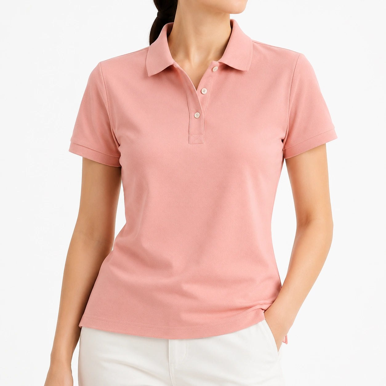 Polo donna taglia S rosa in tessuto piqué a maniche corte stile casual
