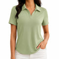 Polo da donna S in tessuto verde salvia a manica corta stile casual