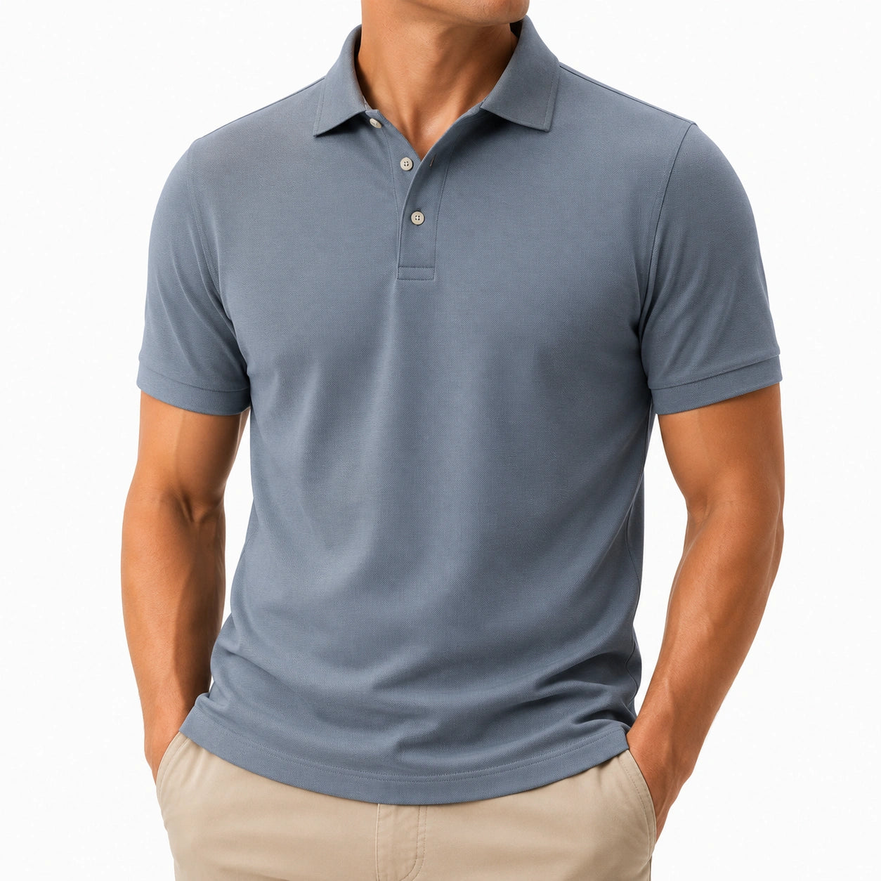 Polo uomo taglia M in tessuto a maglia blu grigio a maniche corte stile casual