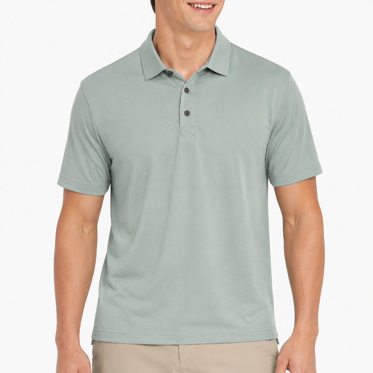 Polo uomo L verde salvia in tessuto a maniche corte stile casual