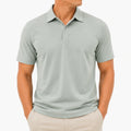 Polo da uomo L in tessuto a maglia verde salvia a maniche corte casual
